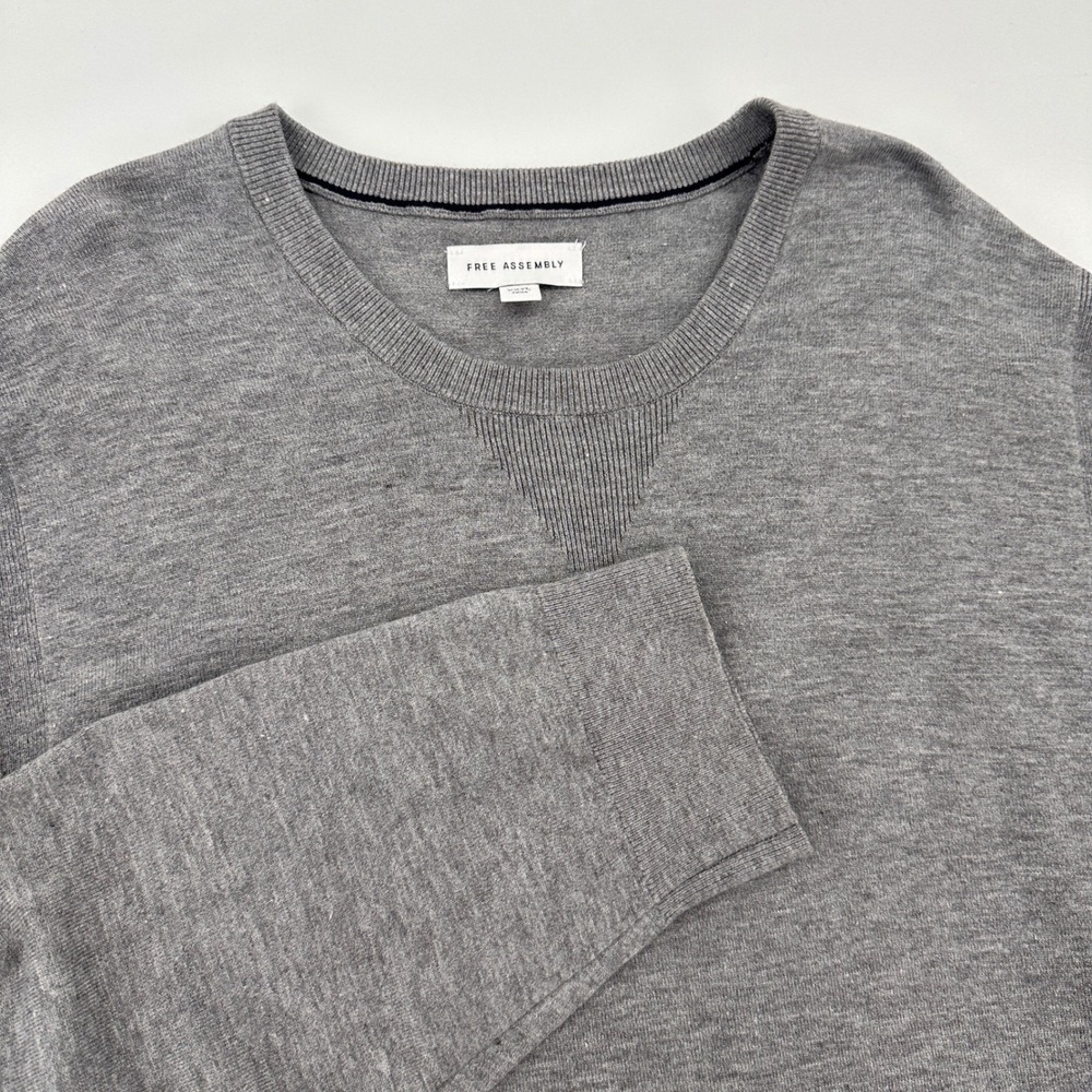 Free Assembly Mens XXXL 3XL Gray Crewneck Pullover Sweater Lightweight Knit